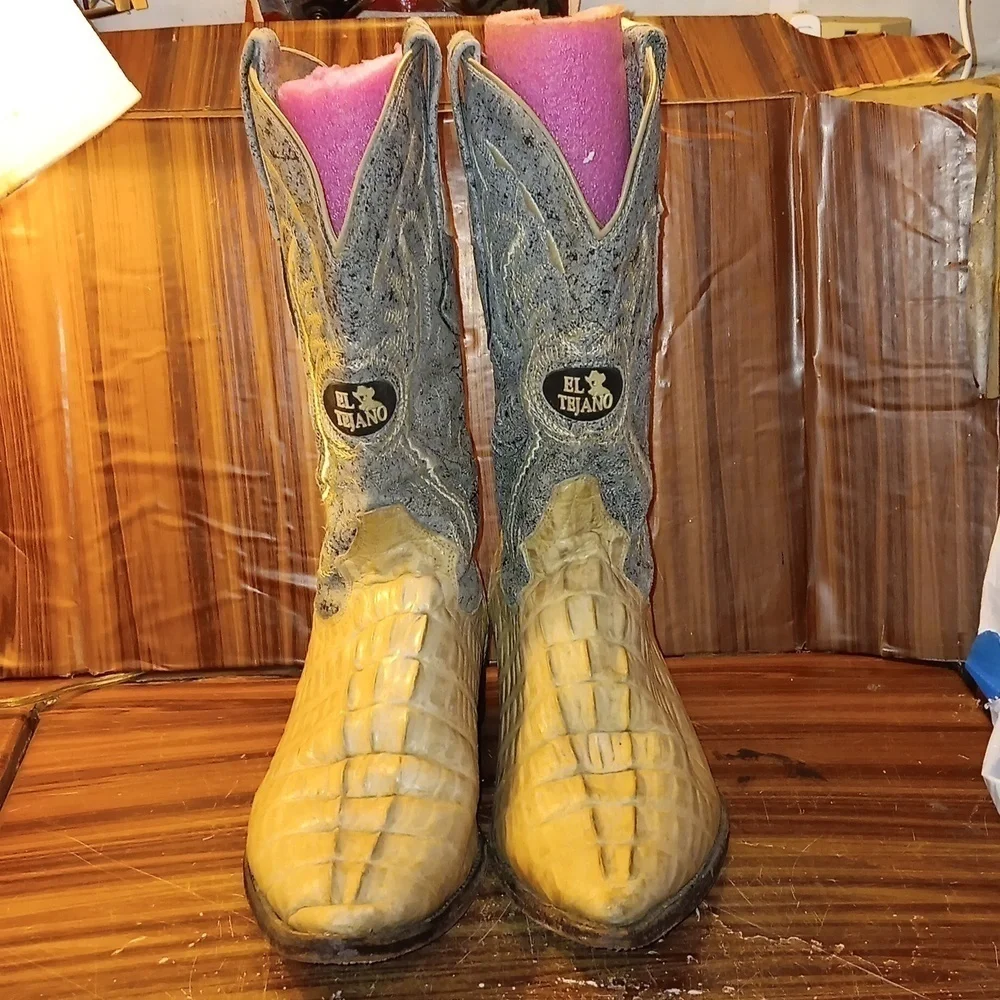 Men's 8.5 or Mexico 27.5 El Tejano alligator boots 👢